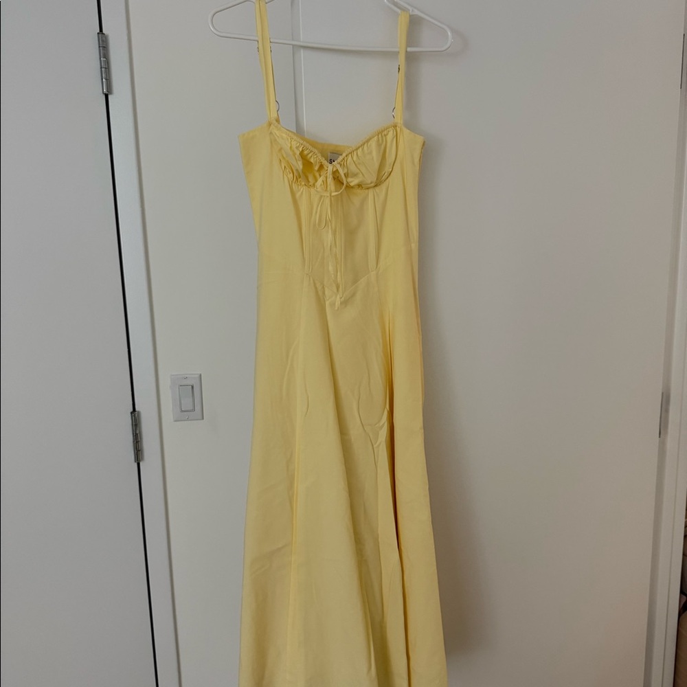 SNDYS corset midi dress in butter yellow